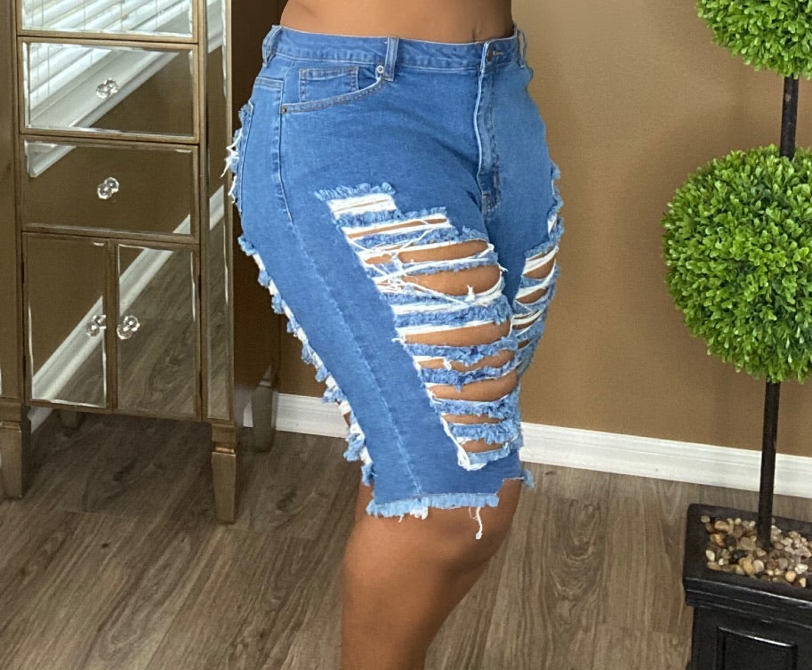 Hot Girl Denim Shorts (Dark)