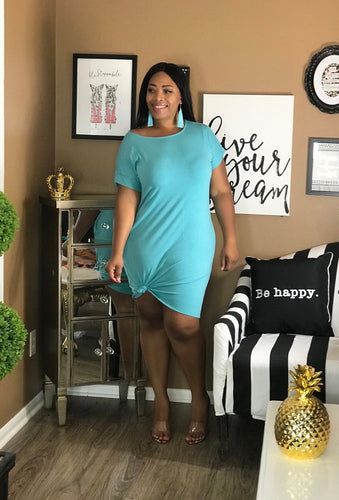 Not So Basic Crew Dress (mint blue)