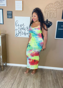 Tie Dye Fitted Maxi Dress