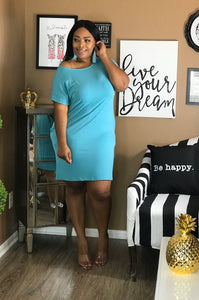 Not So Basic Crew Dress (mint blue)