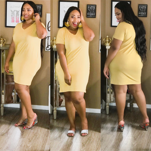 Not So Basic Dress (light mustard)