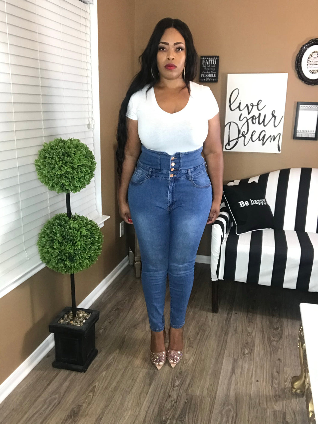 Crystal High Waist Jeans